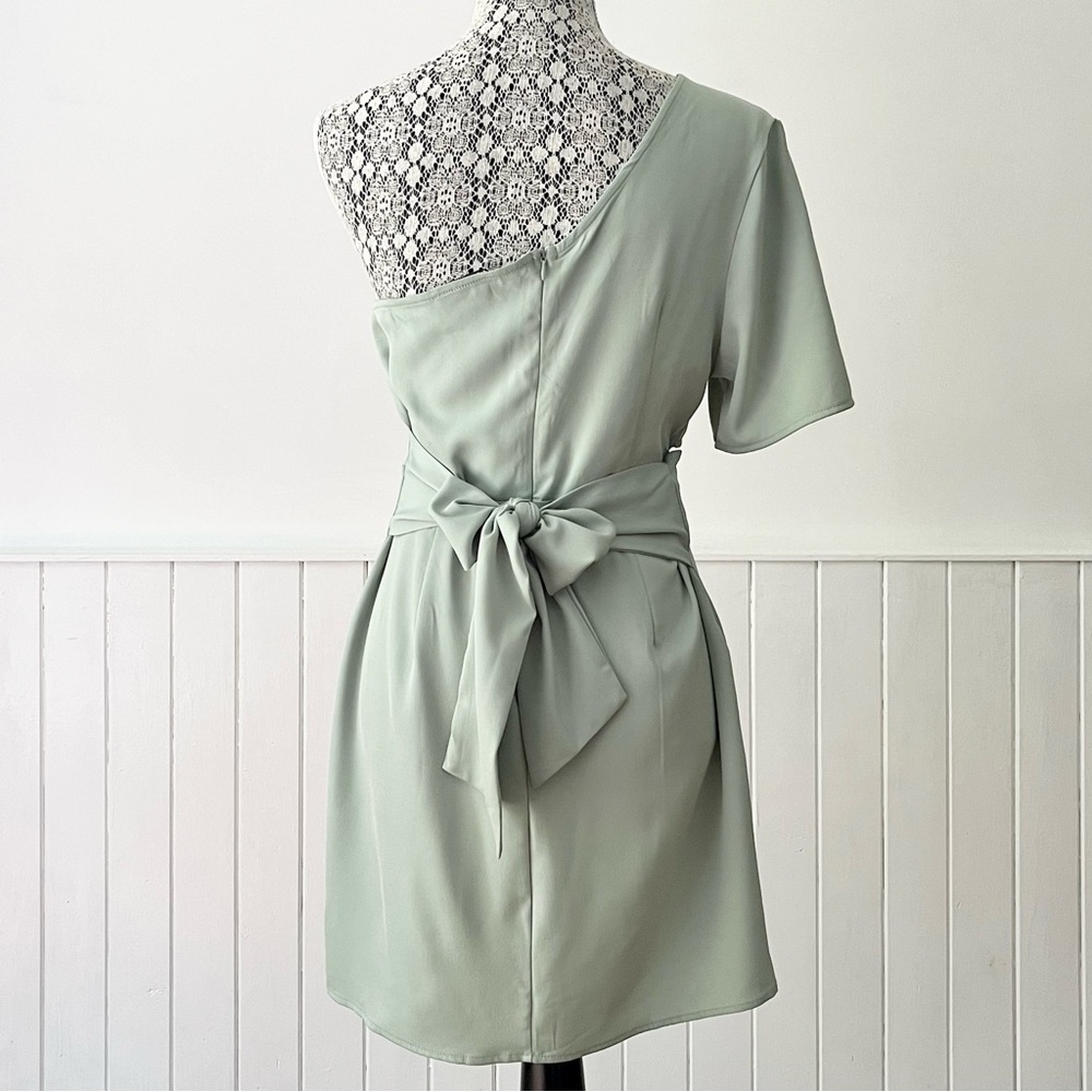 Zara Asymmetric One Sleeve Cutout Tie Back Dress Size M - Picture 7 of 10